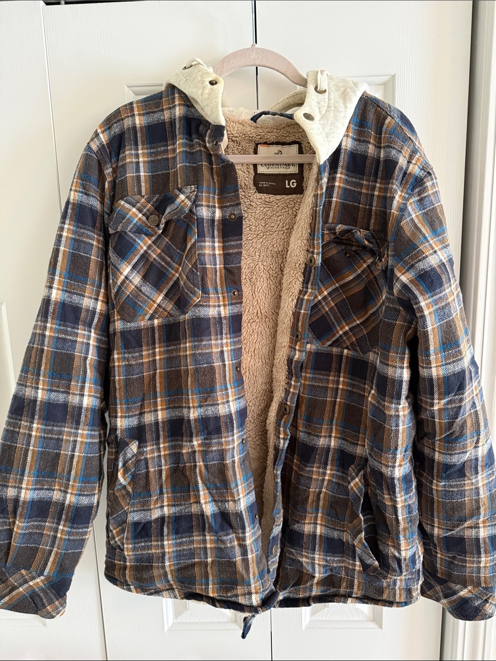 Men’s Legendary Whitetails Camp Night Berber Lined Hooded Flannel Jacket
